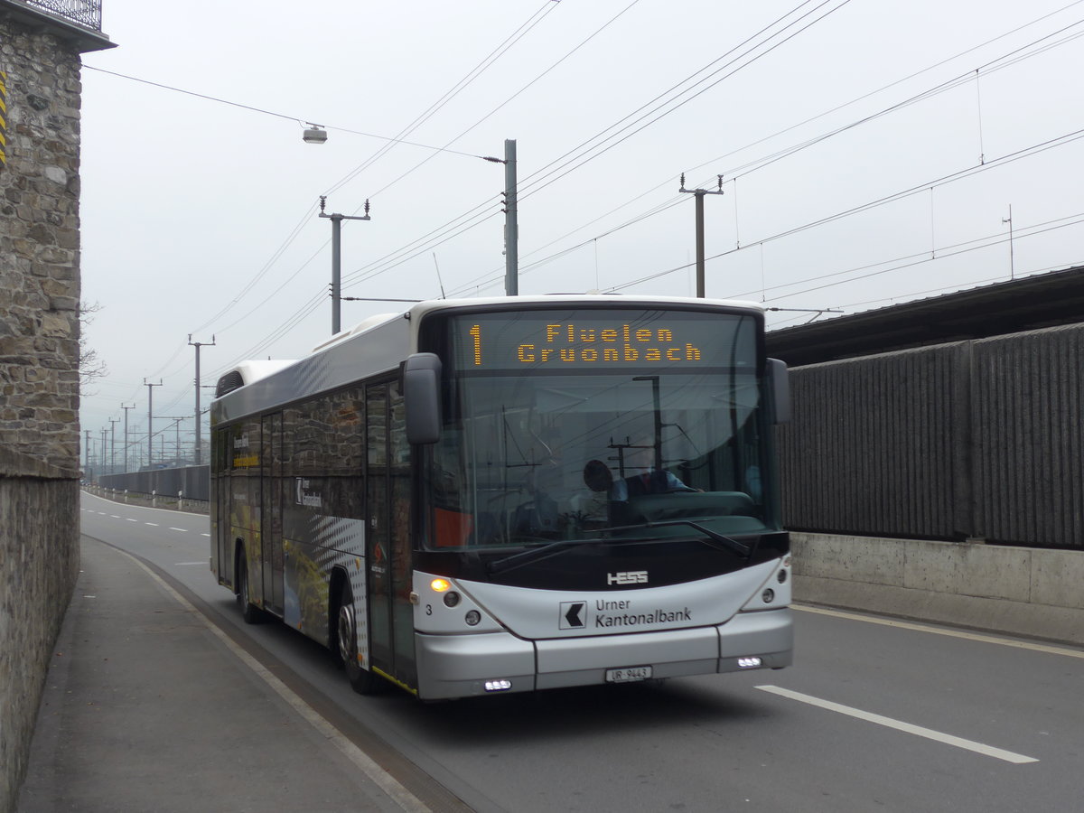 (177'484) - AAGU Altdorf - Nr. 3/UR 9443 - Hess am 30. Dezember 2016 in Fl�elen, Hauptplatz