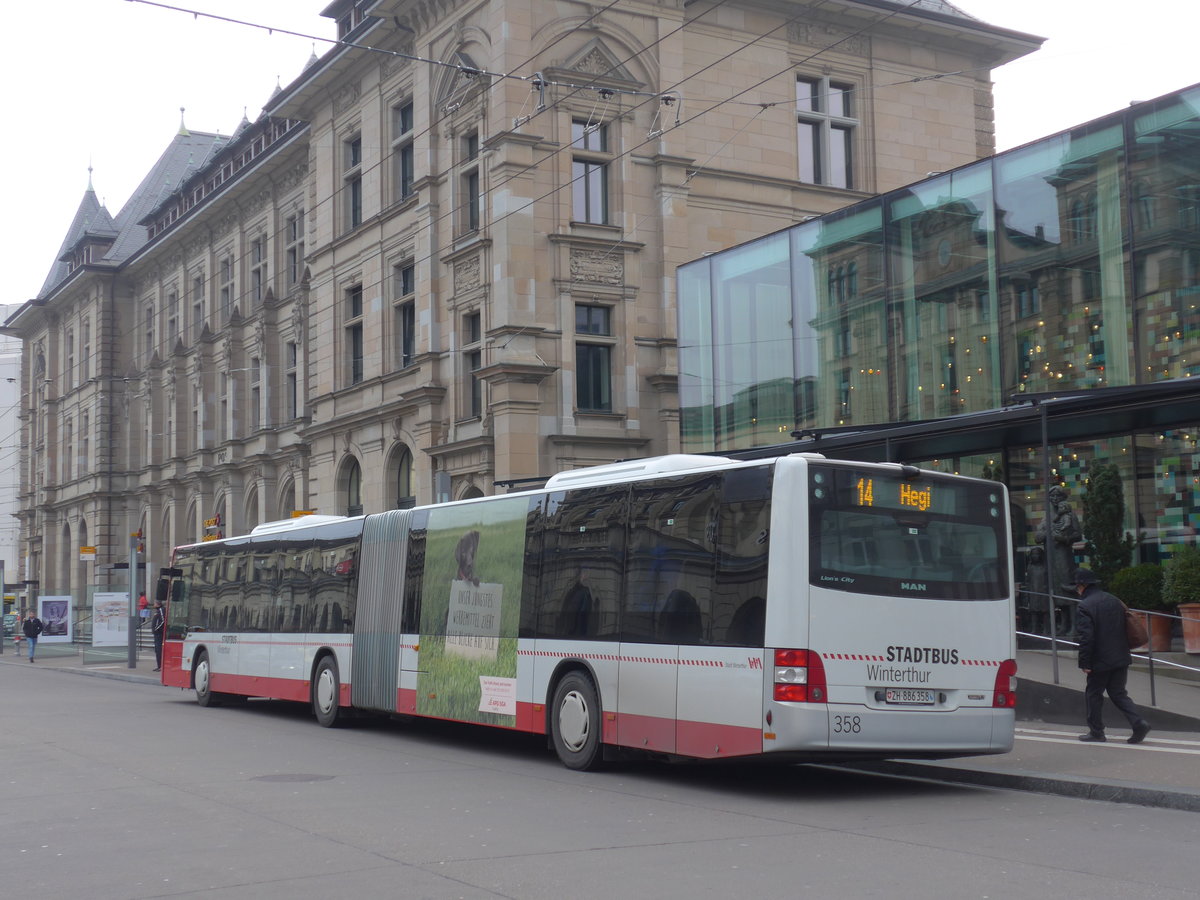 (178'439) - SW Winterthur - Nr. 358/ZH 886'358 - MAN am 10. Februar 2017 beim Hauptbahnhof Z�rich