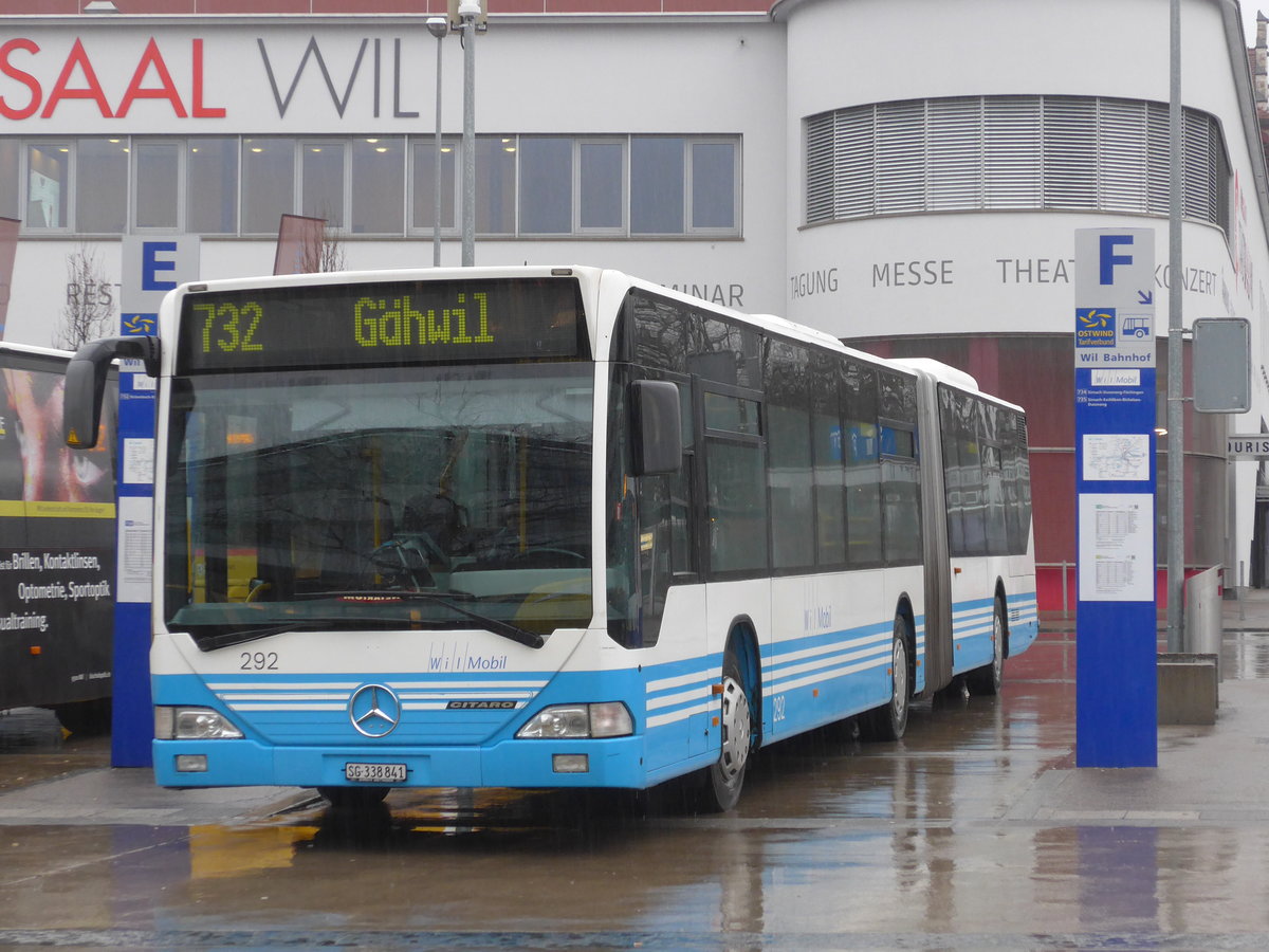 (178'516) - WilMobil, Wil - Nr. 292/SG 338'841 - Mercedes (ex RTB Altst�tten Nr. 1) am 17. Februar 2017 beim Bahnhof Wil