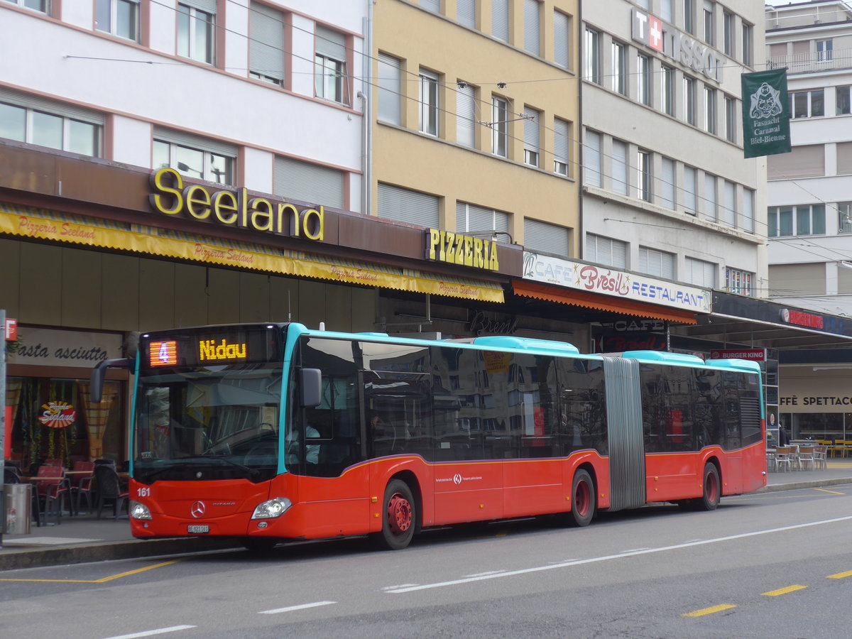 (178'774) - VB Biel - Nr. 161/BE 821'161 - Mercedes am 4. M�rz 2017 beim Bahnhof Biel