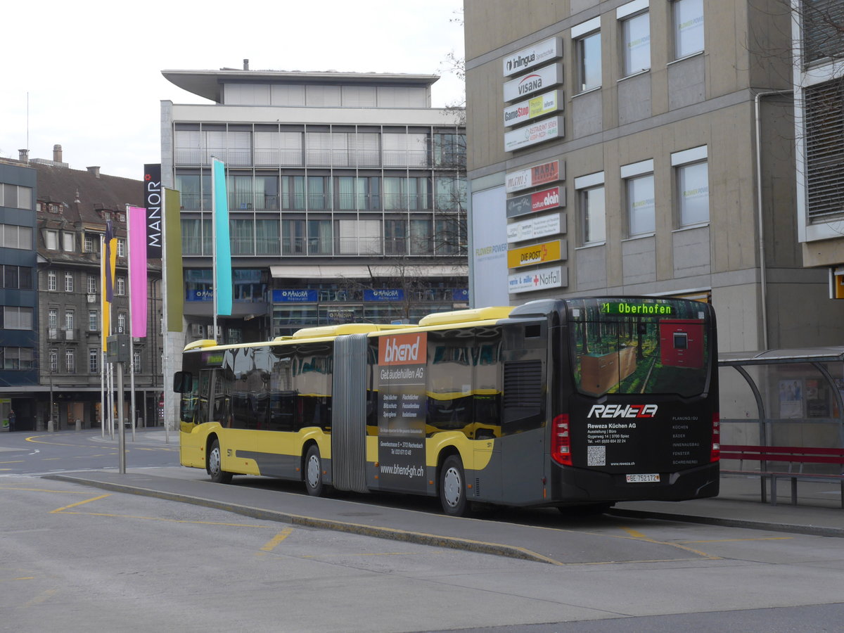 (178'938) - STI Thun - Nr. 172/BE 752'172 - Mercedes am 12. M�rz 2017 beim Bahnhof Thun