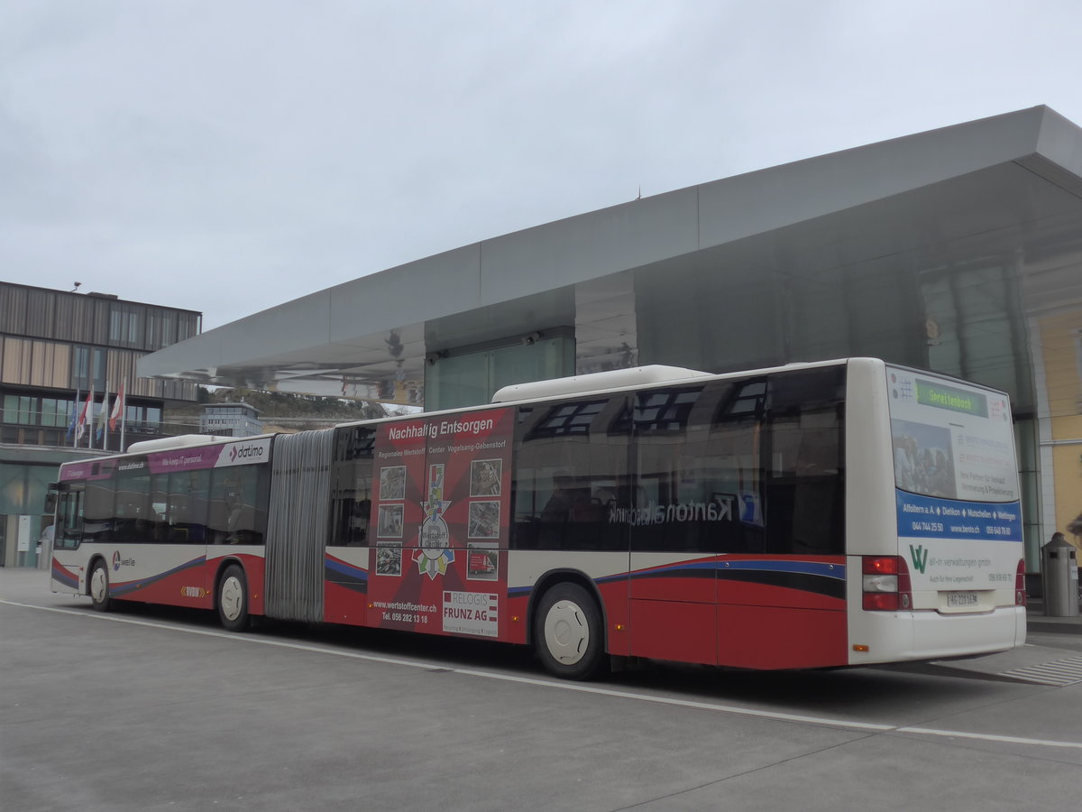 (178'999) - RVBW Wettingen - Nr. 153/AG 228'163 - MAN am 20. M�rz 2017 beim Bahnhof Baden