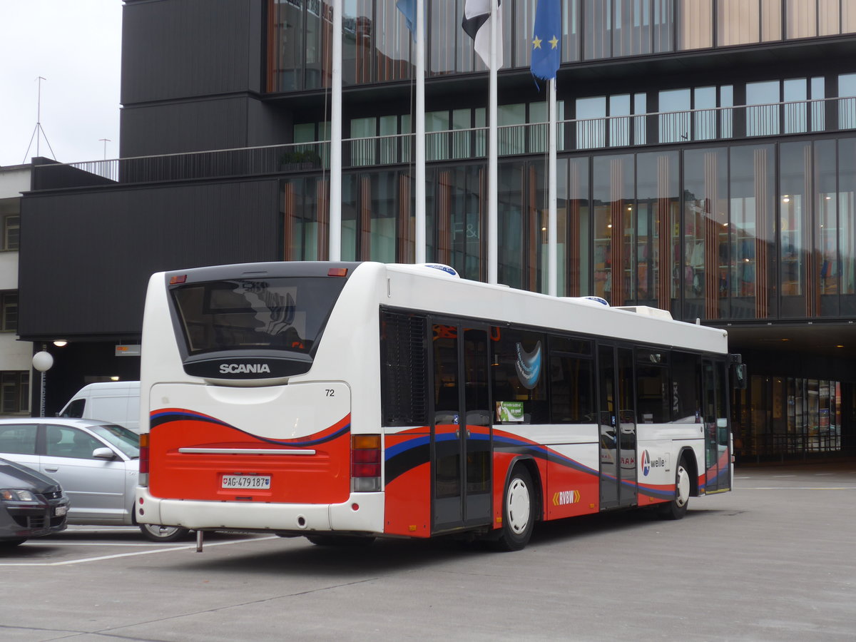 (179'000) - RVBW Wettingen - Nr. 72/AG 479'187 - Scania/Hess (ex MAN, Otelfingen; ex RVBW Wettingen Nr. 72) am 20. M�rz 2017 beim Bahnhof Baden