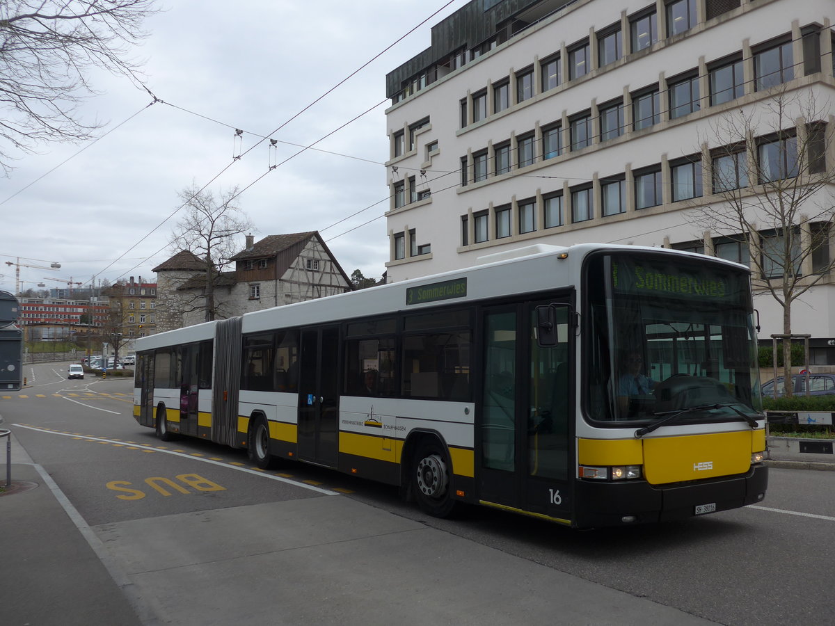 (179'047) - VBSH Schaffhausen - Nr. 16/SH 38'016 - Volvo/Hess am 20. M�rz 2017 beim Bahnhof Schaffhausen