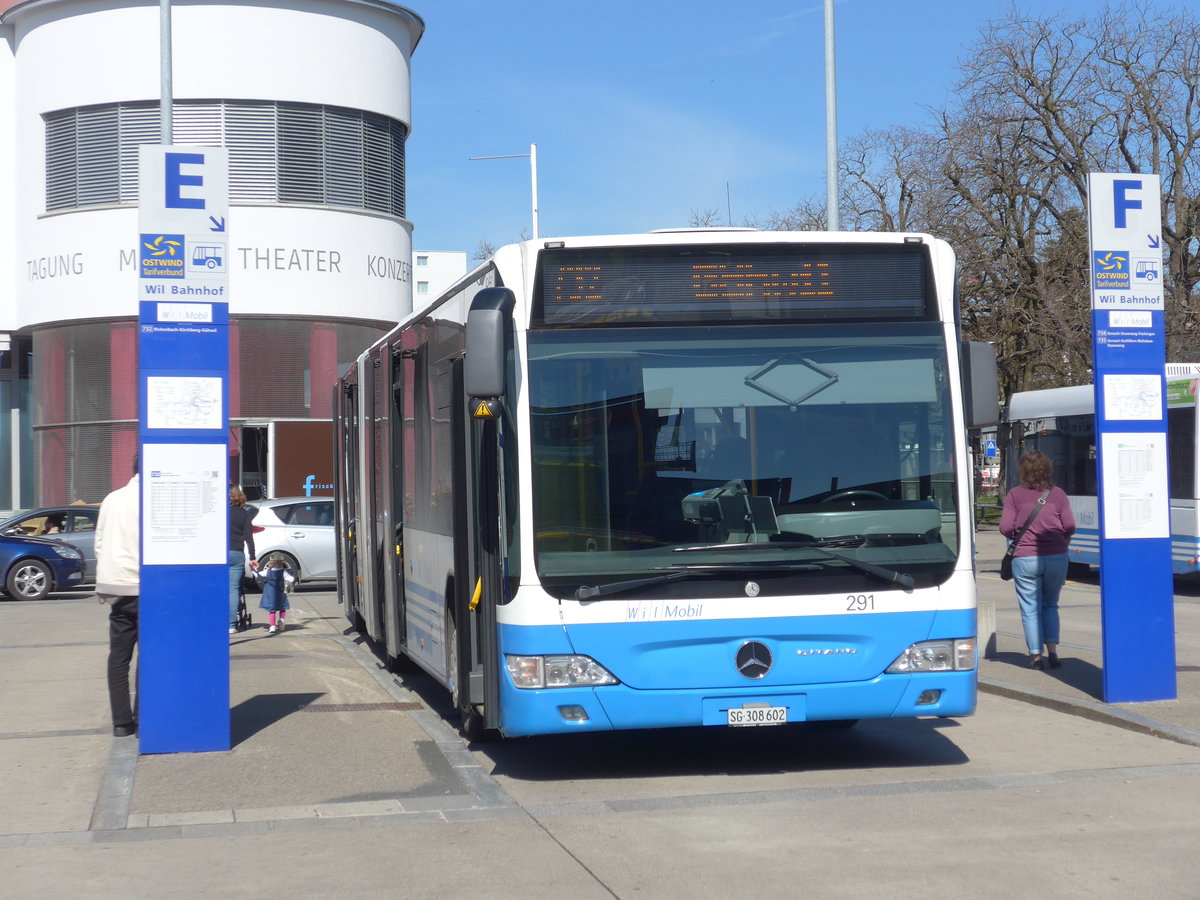 (179'222) - WilMobil, Wil - Nr. 291/SG 308'602 - Mercedes am 23. M�rz 2017 beim Bahnhof Wil