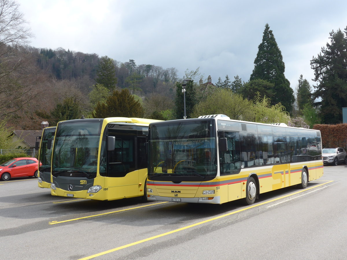 (179'365) - STI Thun - Nr. 123/BE 700'123 - MAN am 5. April 2017 bei der Schiffl�ndte Thun
