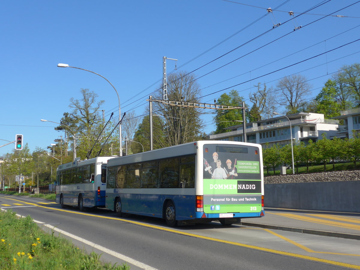 (179'389) - VBL Luzern - Nr. 313 - Lanz+Marti/Hess Personenanh�nger am 10. April 2017 in Luzern, Verkehrshaus