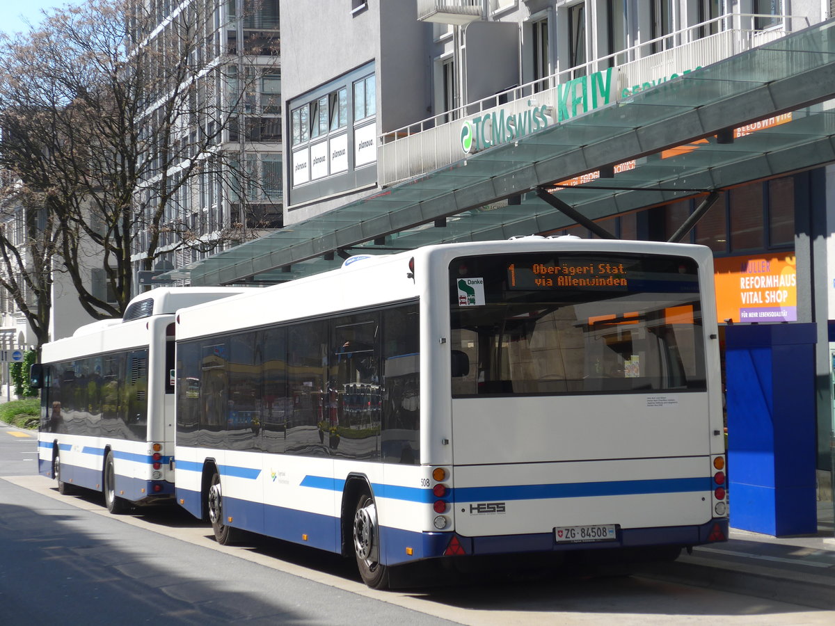 (179'493) - ZVB Zug - Nr. 508/ZG 84'508 - Lanz+Marti/Hess Personenanh�nger am 10. April 2017 beim Bahnhof Zug