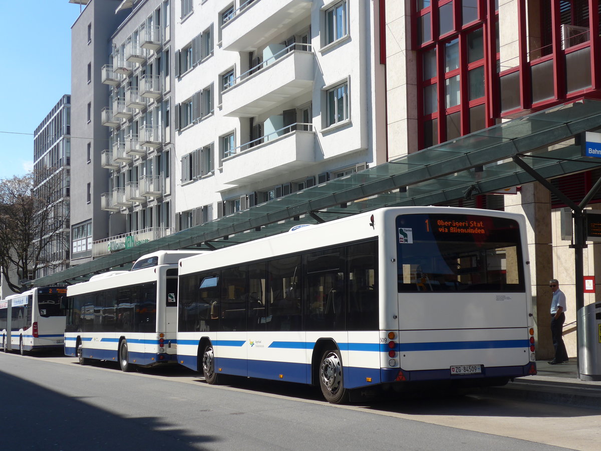 (179'500) - ZVB Zug - Nr. 509/ZG 84'509 - Lanz+Marti/Hess Personenanh�nger am 10. April 2017 beim Bahnhof Zug