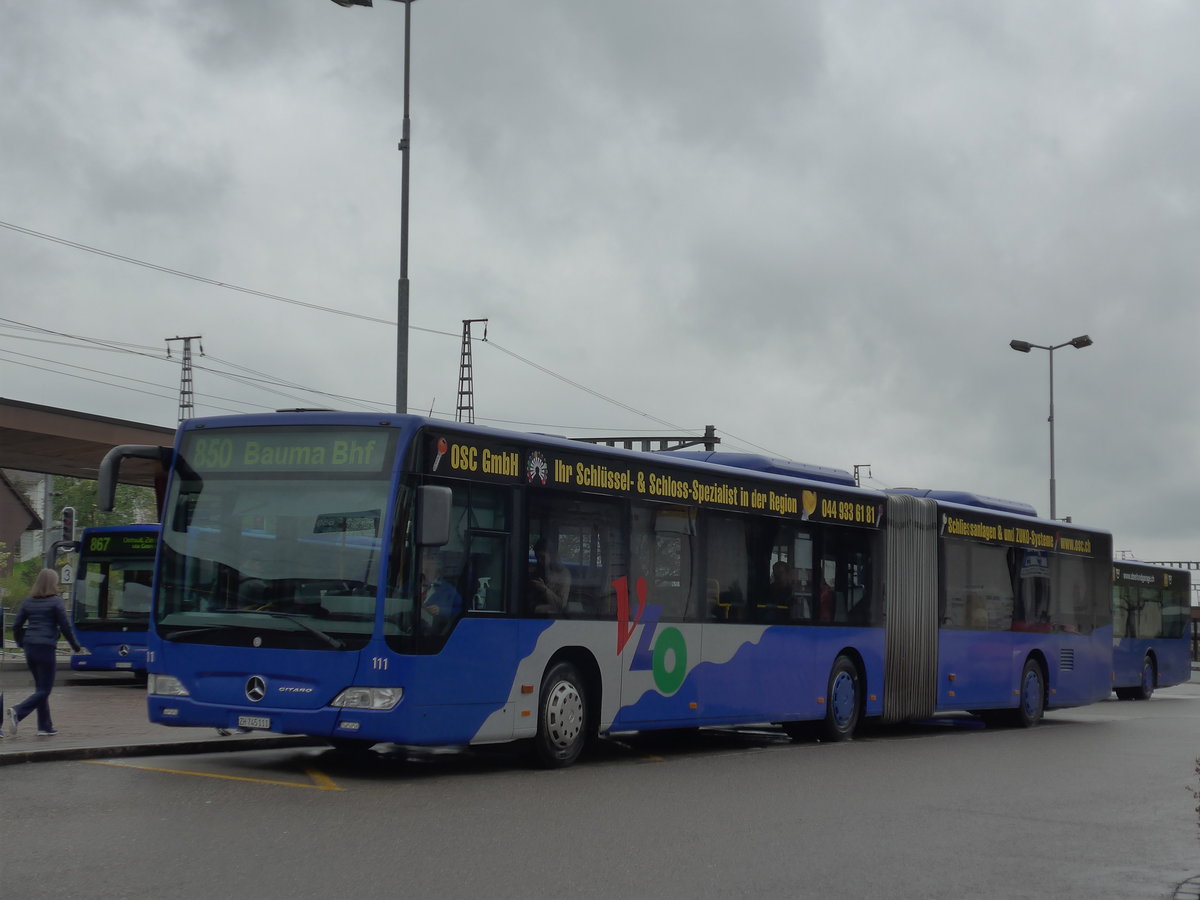 (179'616) - VZO Gr�ningen - Nr. 111/ZH 745'111 - Mercedes am 16. April 2017 beim Bahnhof Wetzikon