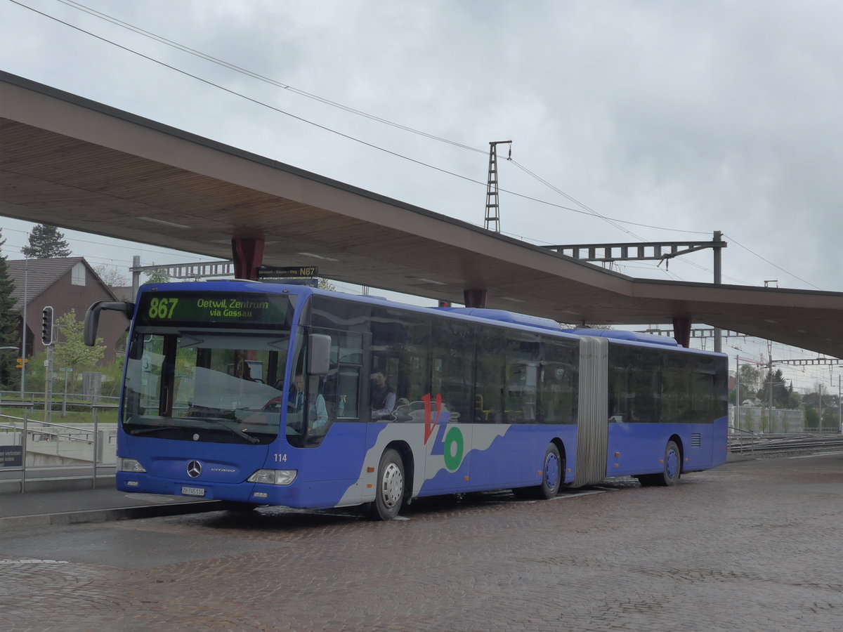 (179'616) - VZO Gr�ningen - Nr. 114/ZH 745'114 - Mercedes am 16. April 2017 beim Bahnhof Wetzikon