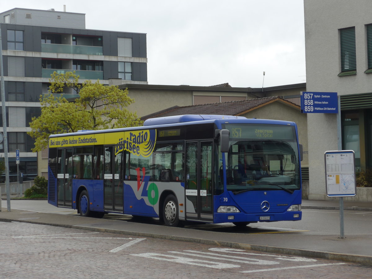 (179'618) - VZO Gr�ningen - Nr. 70/ZH 558'870 - Mercedes am 16. April 2017 beim Bahnhof Wetzikon