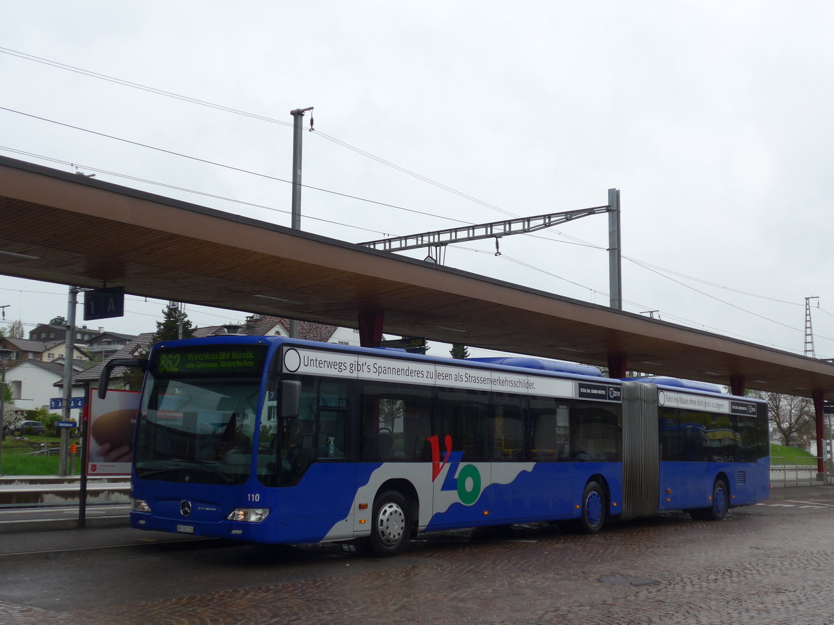 (179'621) - VZO Gr�ningen - Nr. 110/ZH 745'110 - Mercedes am 16. April 2017 beim Bahnhof Wetzikon