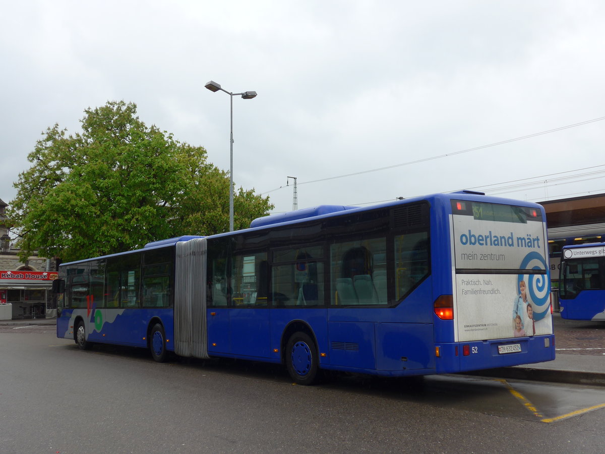 (179'622) - VZO Gr�ningen - Nr. 52/ZH 632'452 - Mercedes am 16. April 2017 beim Bahnhof Wetzikon