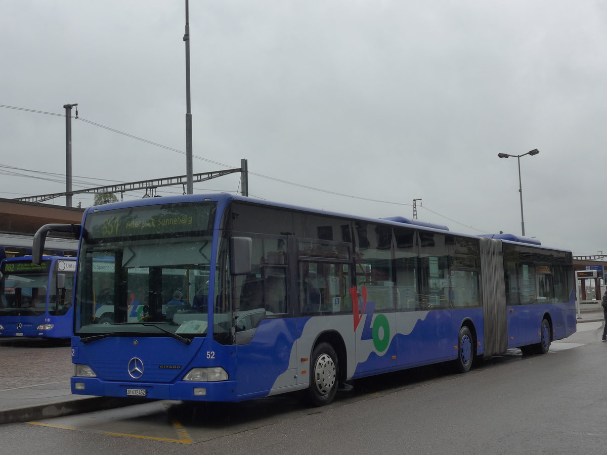 (179'623) - VZO Gr�ningen - Nr. 52/ZH 632'452 - Mercedes am 16. April 2017 beim Bahnhof Wetzikon