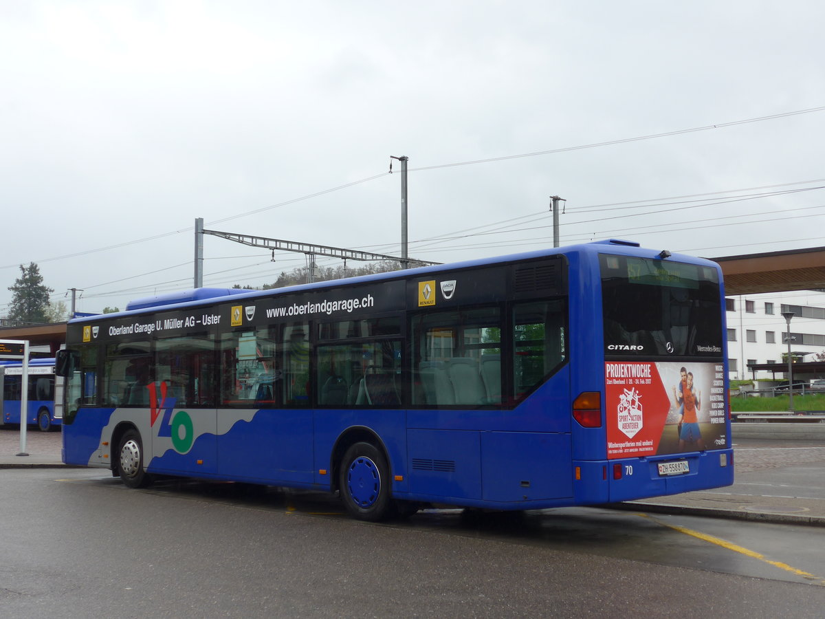 (179'624) - VZO Gr�ningen - Nr. 70/ZH 558'870 - Mercedes am 16. April 2017 beim Bahnhof Wetzikon