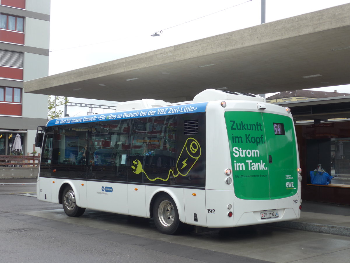 (179'736) - VBZ Z�rich - Nr. 192/ZH 71'901 - SOR am 26. April 2017 beim Bahnhof Z�rich-Oerlikon
