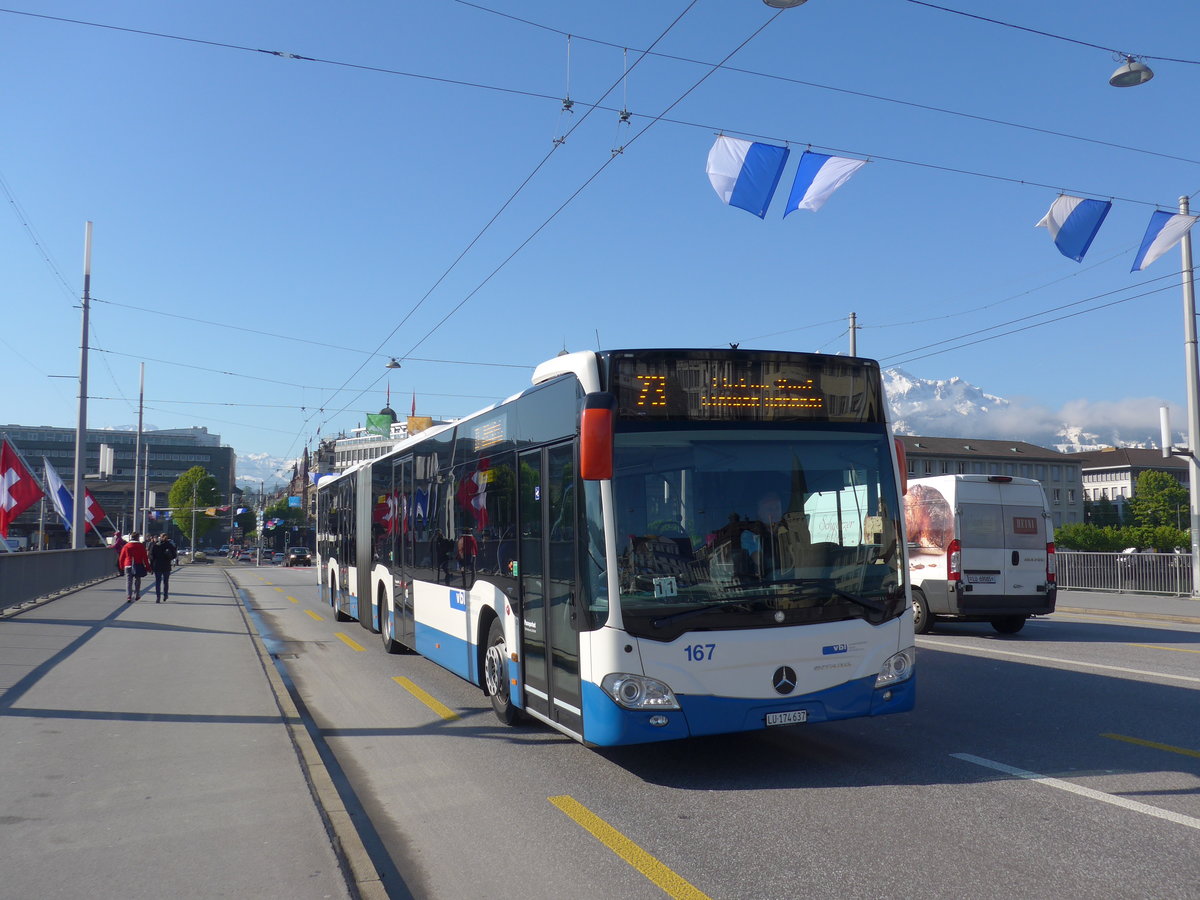 (179'756) - VBL Luzern - Nr. 167/LU 174'637 - Mercedes am 29. April 2017 in Luzern, Bahnhofbr�cke