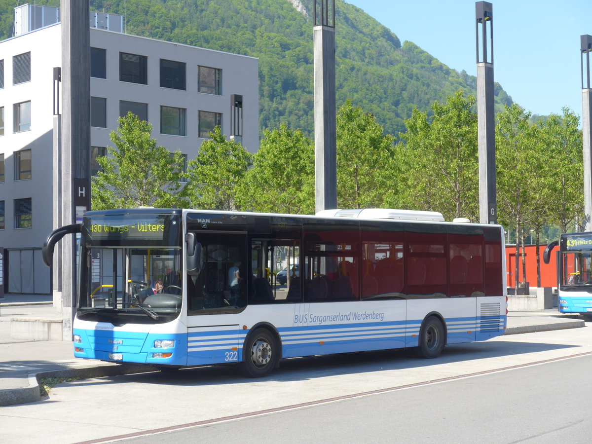 (180'391) - BSW Sargans - Nr. 322/SG 297'509 - MAN/G�ppel am 22. Mai 2017 beim Bahnhof Sargans