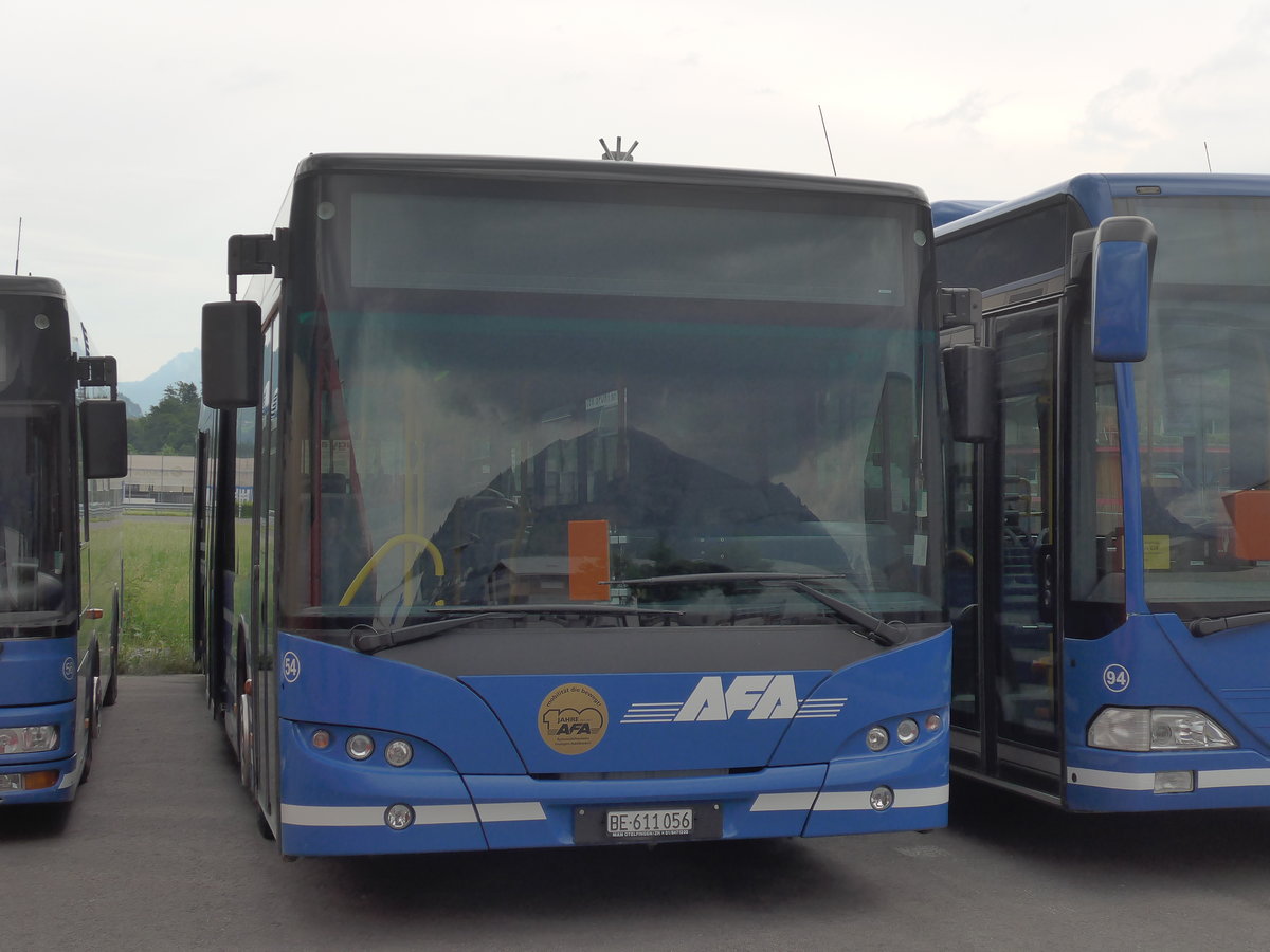 (181'101) - AFA Adelboden - Nr. 54/BE 611'056 - Neoplan (ex VBZ Z�rich Nr. 243) am 14. Juni 2017 in Frutigen, Garage