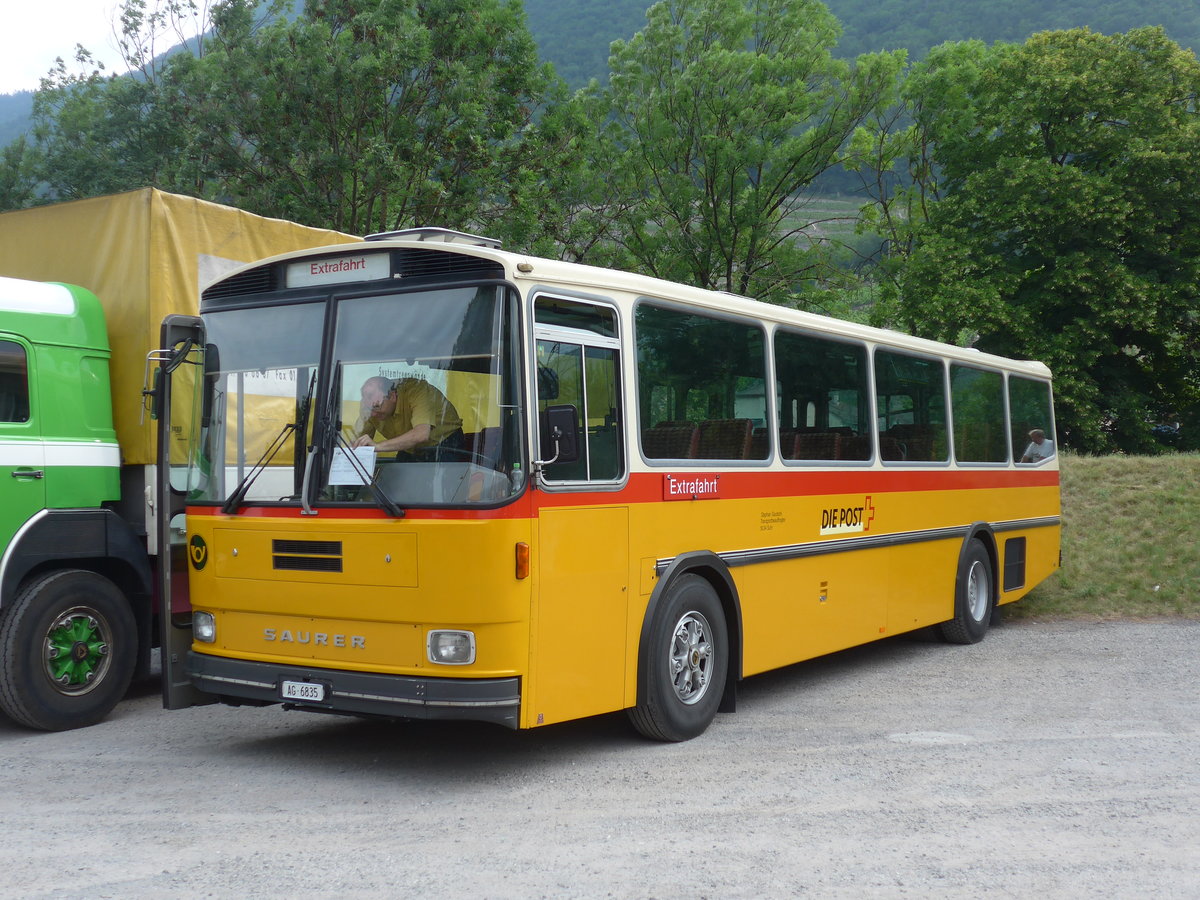 (181'242) - Gautschi, Suhr - AG 6835 - Saurer/T�scher (ex L�tscher, Neuheim Nr. 200; ex Cartek, Regensdorf; ex P 25'822) am 24. Juni 2017 in Aigle, Saurertreffen