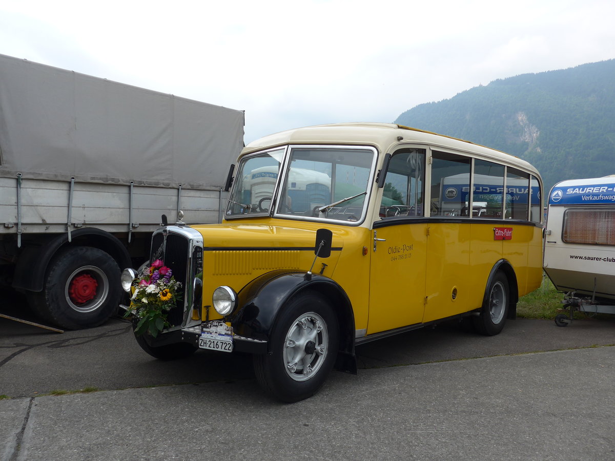 (181'388) - Moser, Sch�nenberg - ZH 216'722 - Berna/Hess (ex Barenco, Faido) am 24. Juni 2017 in Interlaken, Flugplatz