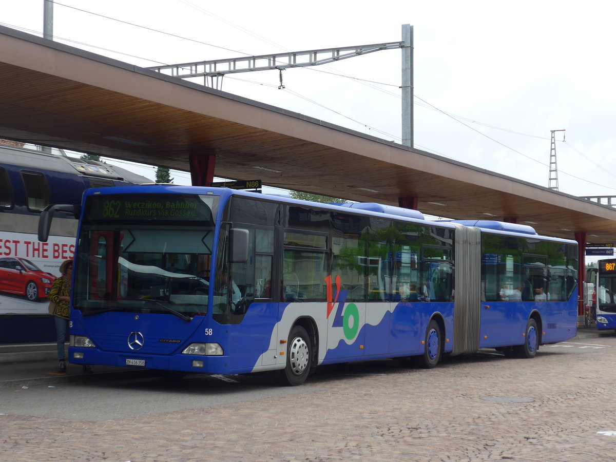 (181'945) - VZO Gr�ningen - Nr. 58/ZH 416'358 - Mercedes am 10. Juli 2017 beim Bahnhof Wetzikon