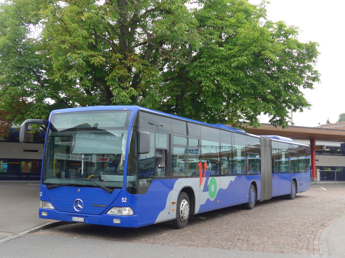 (181'950) - VZO Gr�ningen - Nr. 52/ZH 632'452 - Mercedes am 10. Juli 2017 beim Bahnhof Wetzikon