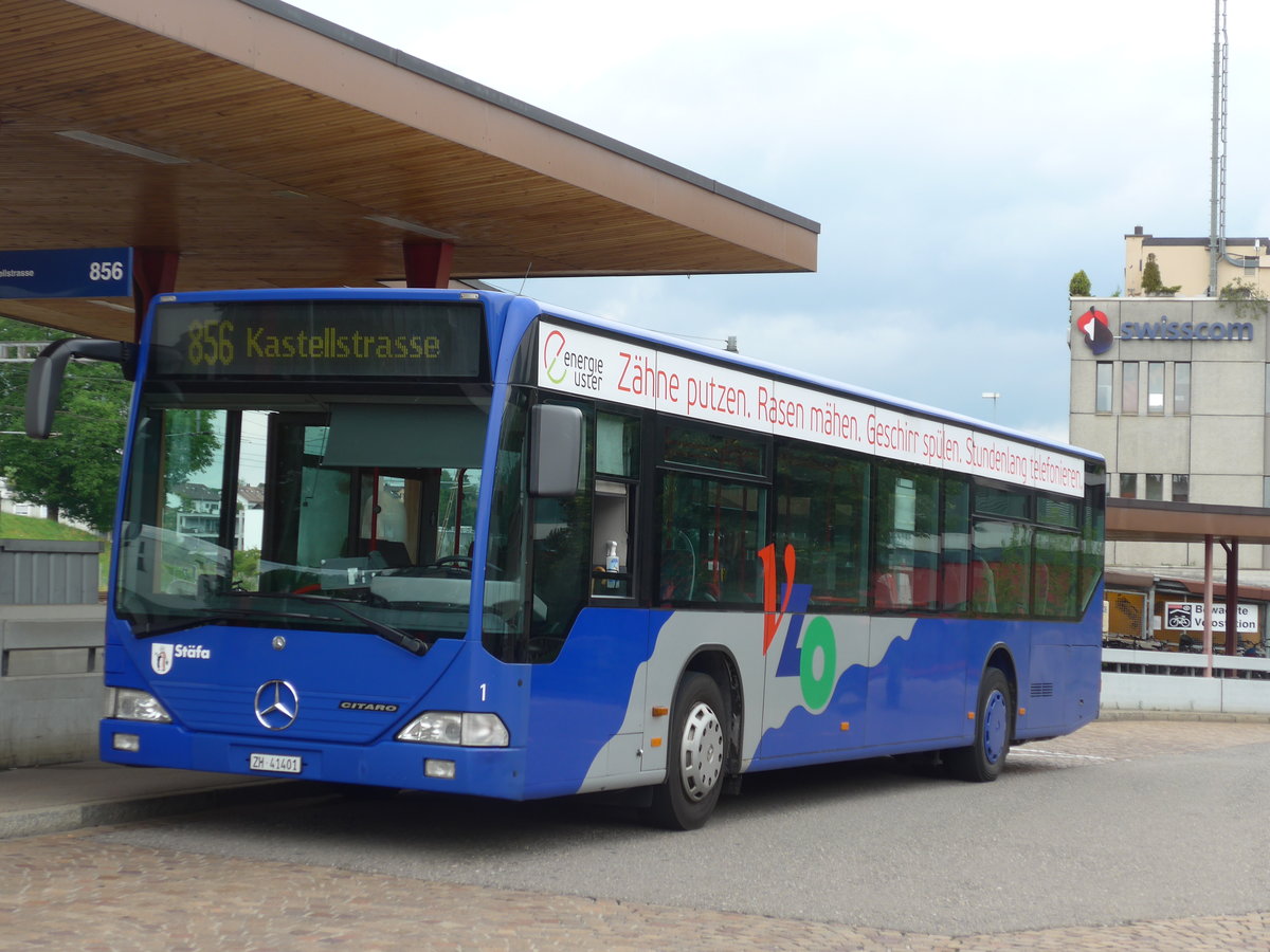 (181'956) - VZO Gr�ningen - Nr. 1/ZH 41'401 - Mercedes am 10. Juli 2017 beim Bahnhof Wetzikon