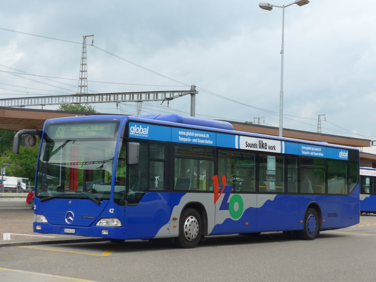 (181'963) - VZO Gr�ningen - Nr. 42/ZH 264'242 - Mercedes am 10. Juli 2017 beim Bahnhof Wetzikon