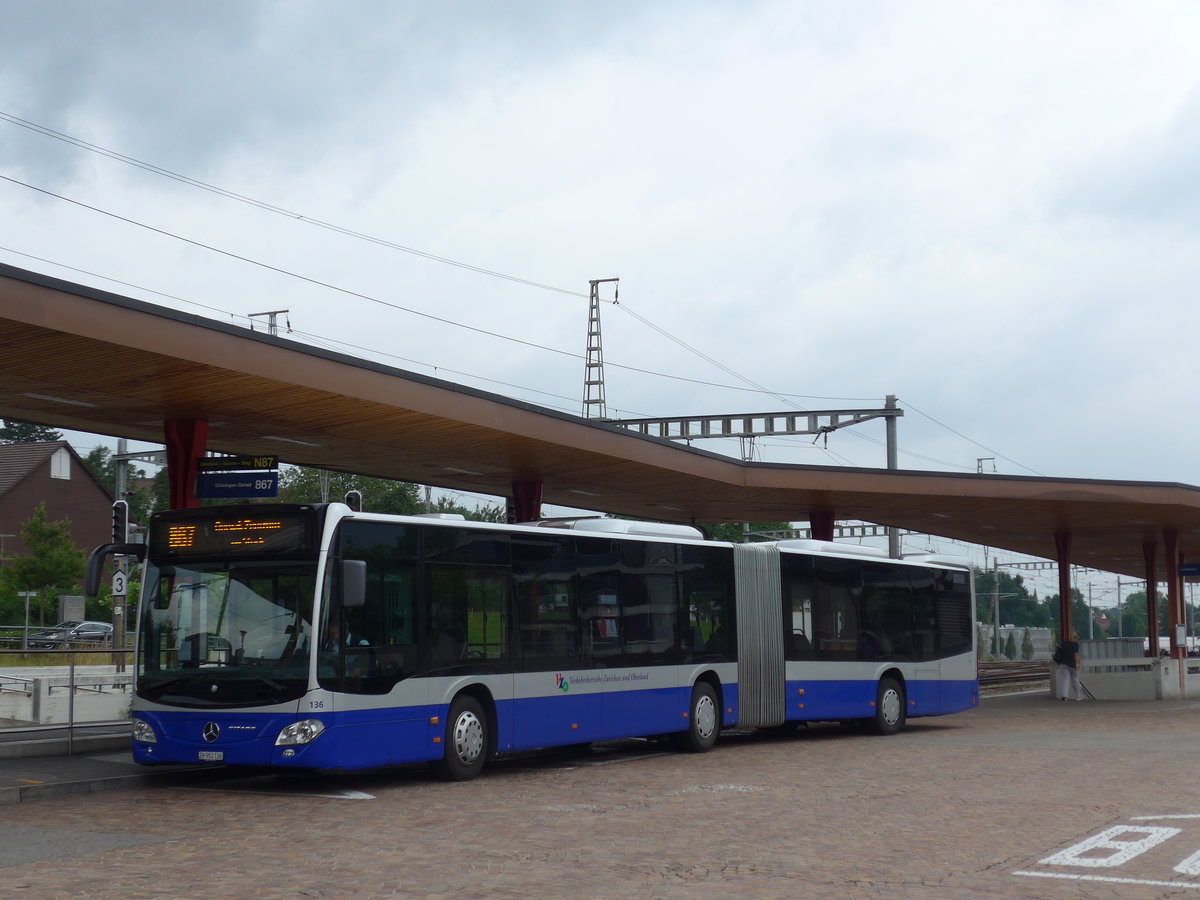 (181'965) - VZO Gr�ningen - Nr. 136/ZH 903'136 - Mercedes am 10. Juli 2017 beim Bahnhof Wetzikon