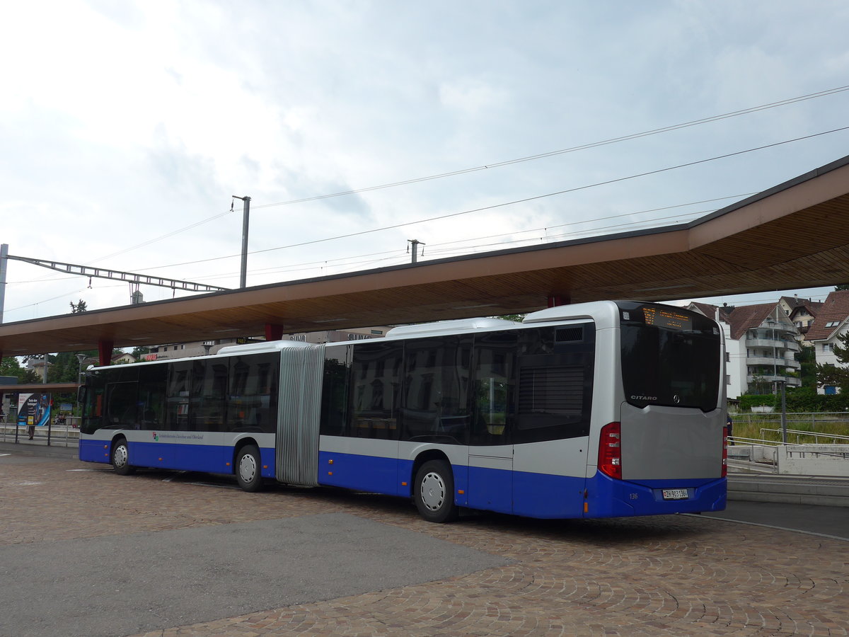 (181'966) - VZO Gr�ningen - Nr. 136/ZH 903'136 - Mercedes am 10. Juli 2017 beim Bahnhof Wetzikon