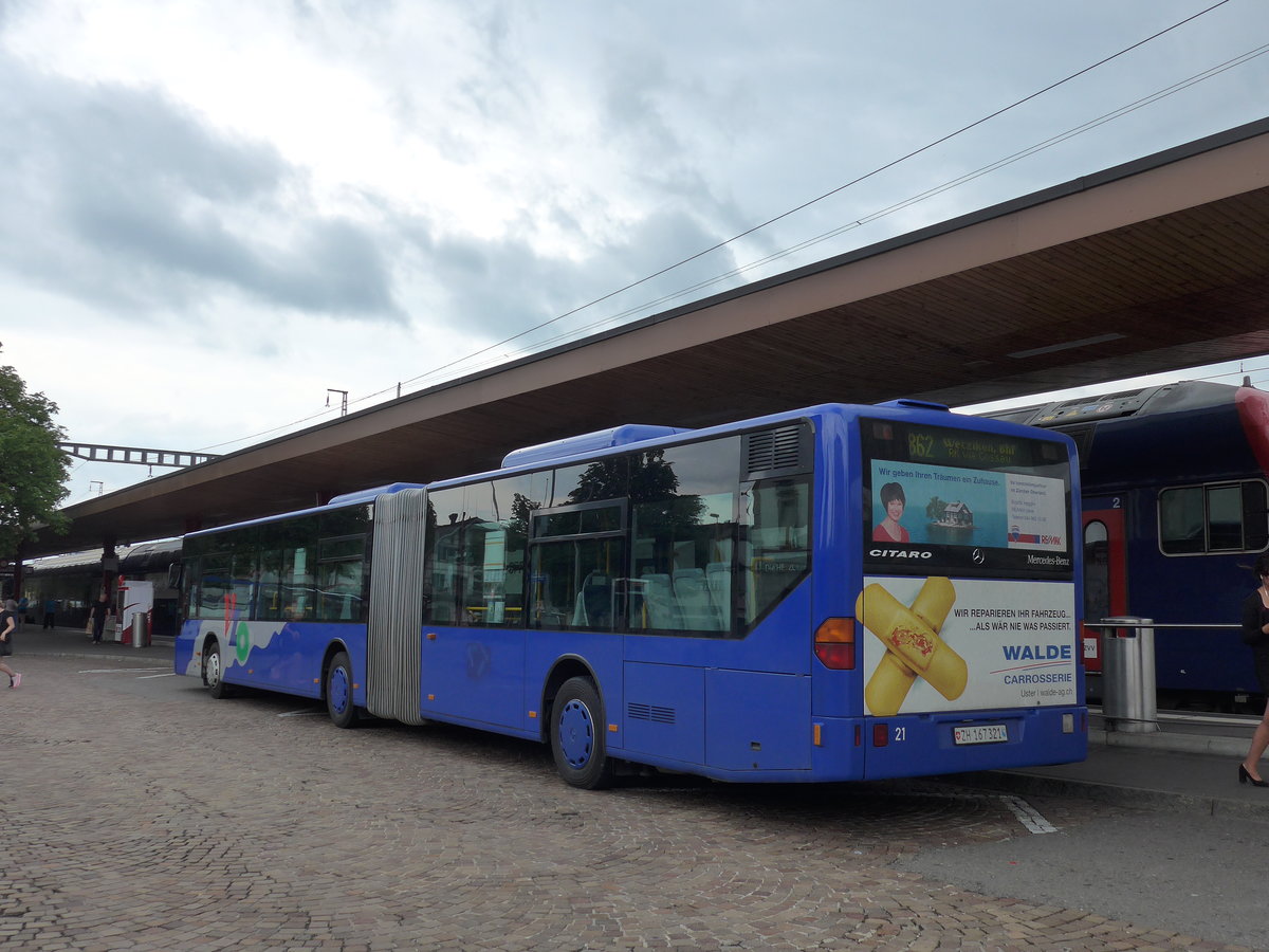 (181'967) - VZO Gr�ningen - Nr. 21/ZH 167'321 - Mercedes am 10. Juli 2017 beim Bahnhof Wetzikon