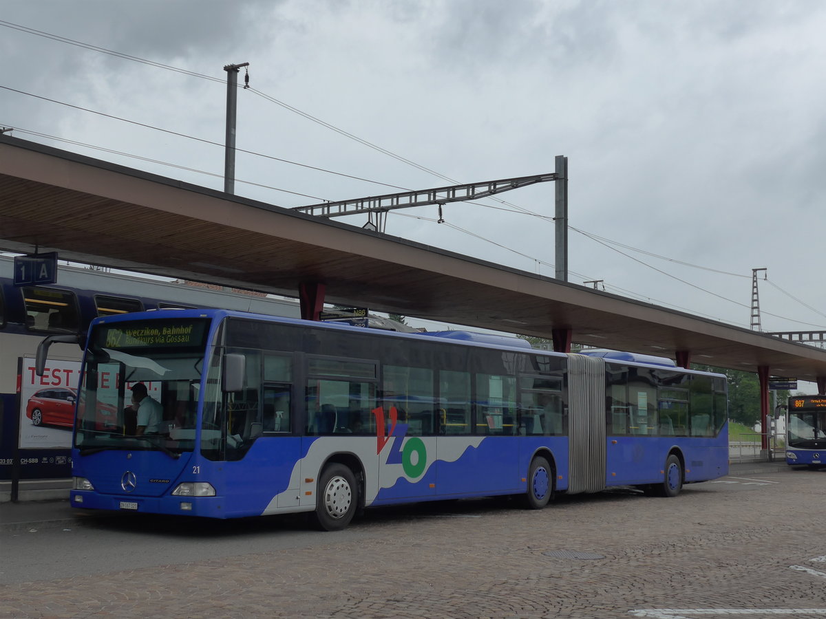 (181'968) - VZO Gr�ningen - Nr. 21/ZH 167'321 - Mercedes am 10. Juli 2017 beim Bahnhof Wetzikon