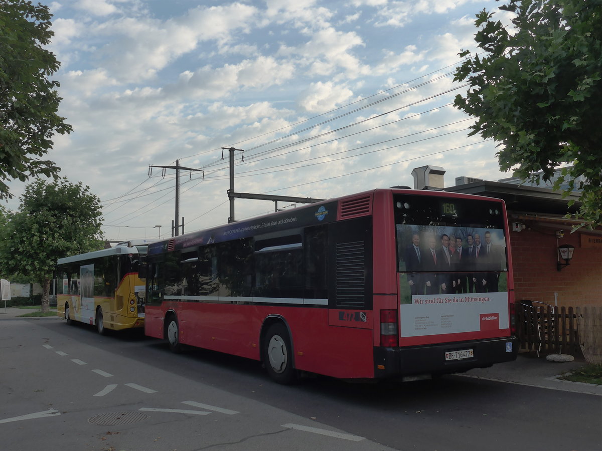 (182'499) - Bernmobil, Bern - Nr. 472/BE 716'472 - MAN/G�ppel (ex Peyer, Niederwangen Nr. 72) am 2. August 2017 beim Bahnhof Rubigen