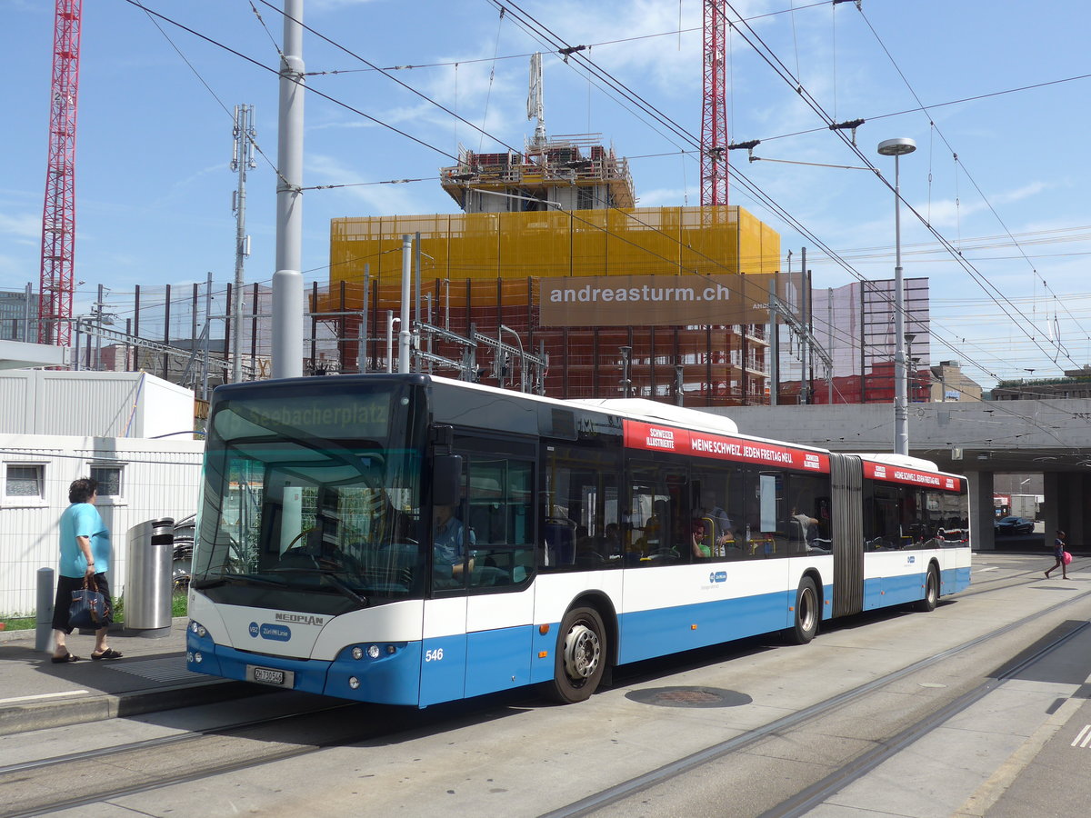 (182'644) - VBZ Z�rich - Nr. 546/ZH 730'546 - Neoplan am 3. August 2017 beim Bahnhof Z�rich-Oerlikon