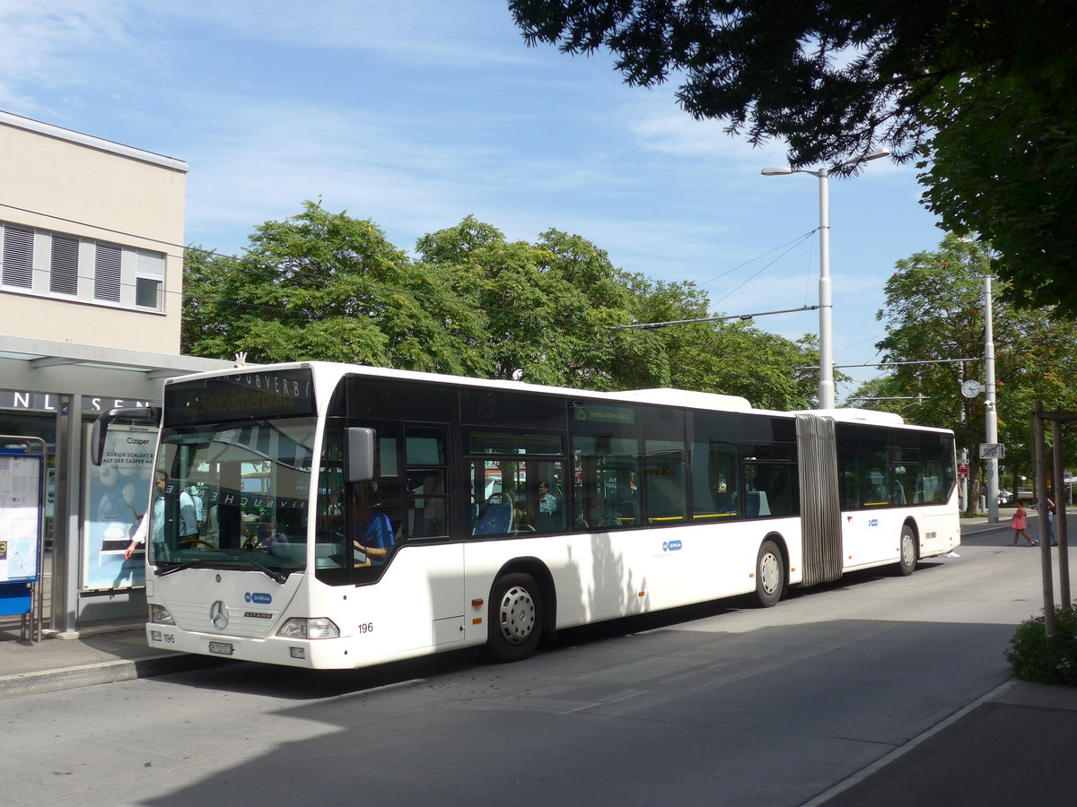 (182'657) - VBZ Z�rich - Nr. 196/ZH 730'553 - Mercedes (ex Welti-Furrer, Bassersdorf Nr. 96) am 3. August 2017 in Z�rich, Schwamendingerplatz