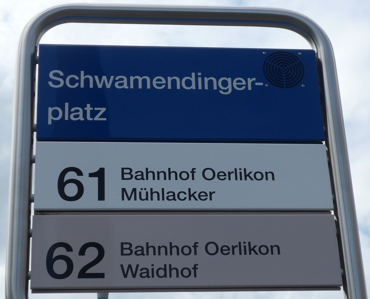 (182'659) - ZVV-Haltestellenschild - Z�rich, Schwamendingerplatz - am 3. August 2017