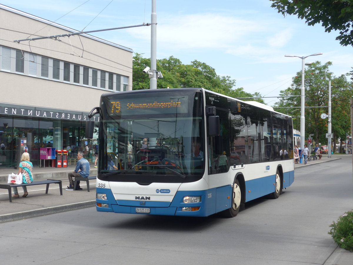 (182'662) - VBZ Z�rich - Nr. 335/ZH 525'335 - MAN/G�ppel am 3. August 2017 in Z�rich, Schwamendingerplatz