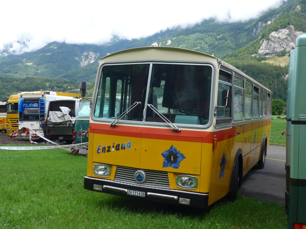 (183'596) - G�hwiler, Birmensdorf - ZH 311'638 - Saurer/T�scher (ex AVG Grindelwald Nr. 12; ex Steiger, Schlatt) am 19. August 2017 in Unterbach, Rollfeld