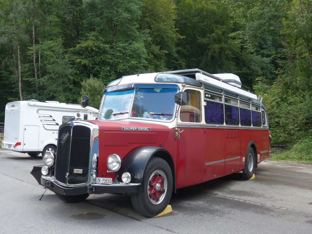 (183'606) - Morger, Horgenberg - ZH 73'310 - Saurer/T�scher (ex P 23'167; ex Casper, Lenzerheide) am 19. August 2017 in Unterbach, Rollfeld