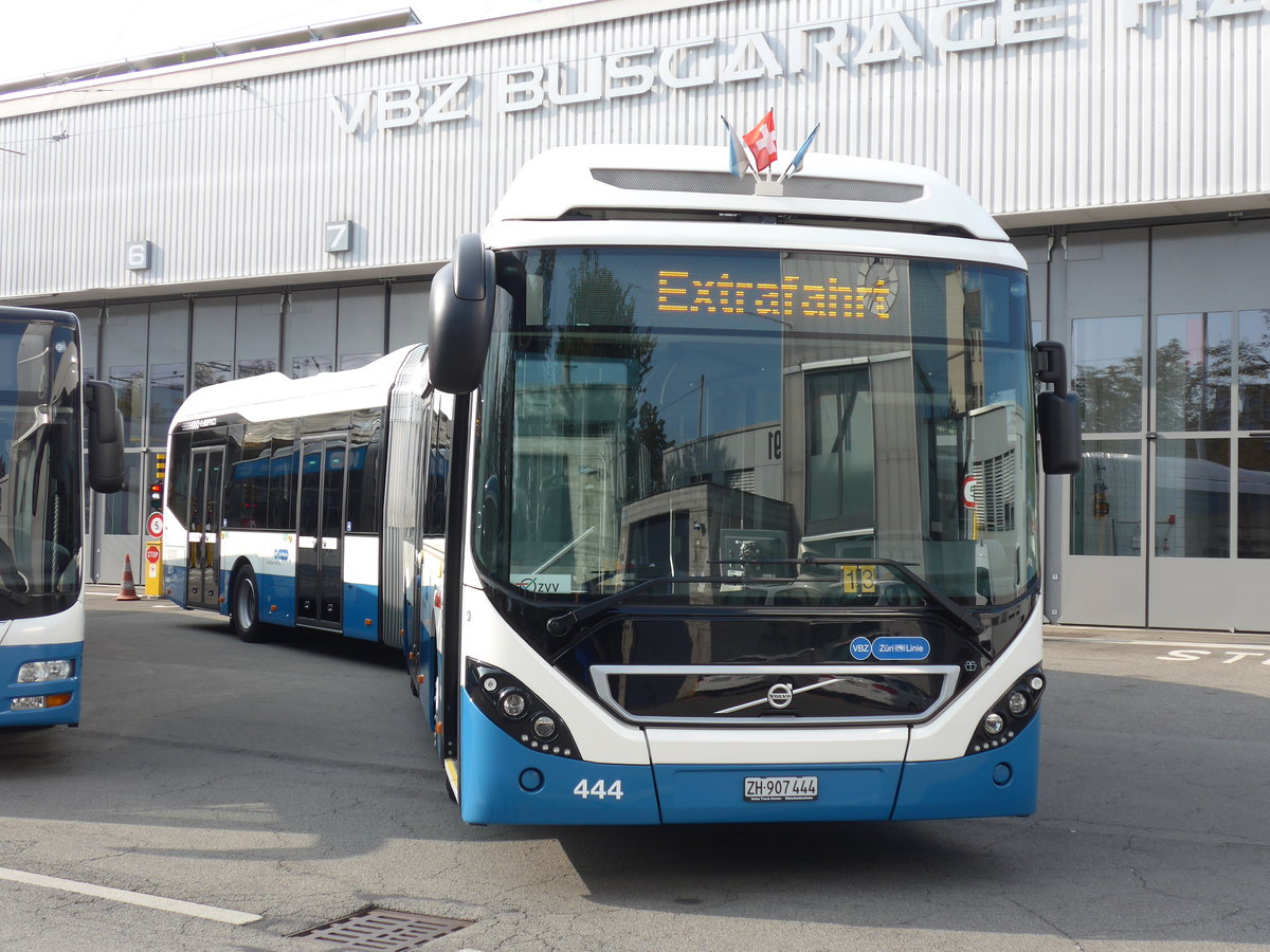 (183'657) - VBZ Z�rich - Nr. 444/ZH 907'444 - Volvo am 20. August 2017 in Z�rich, Garage Hardau