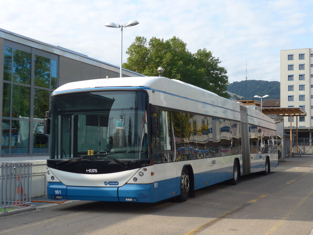 (183'660) - VBZ Z�rich - Nr. 161 - Hess/Hess Gelenktrolleybus am 20. August 2017 in Z�rich, Garage Hardau