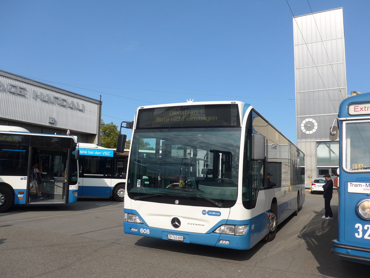 (183'671) - VBZ Z�rich - Nr. 608/ZH 745'608 - Mercedes am 20. August 2017 in Z�rich, Garage Hardau