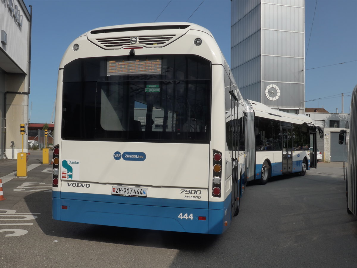 (183'673) - VBZ Z�rich - Nr. 444/ZH 907'444 - Volvo am 20. August 2017 in Z�rich, Garage Hardau