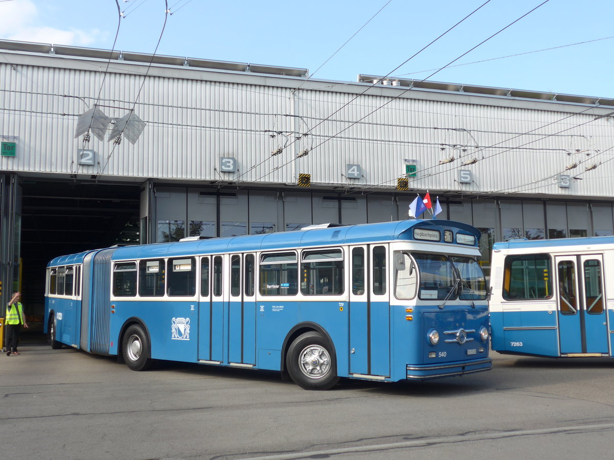 (183'678) - VBZ Z�rich (TMZ) - Nr. 540/ZH 315'491 - Saurer/Saurer (ex Nr. 7540; ex Nr. 540) am 20. August 2017 in Z�rich, Garage Hardau