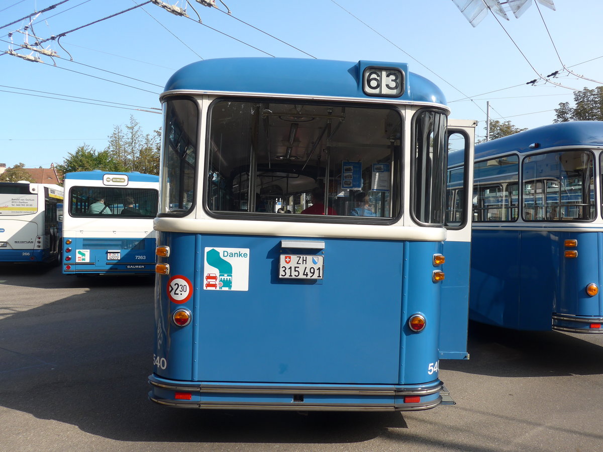(183'698) - VBZ Z�rich (TMZ) - Nr. 540/ZH 315'491 - Saurer/Saurer (ex Nr. 7540; ex Nr. 540) am 20. August 2017 in Z�rich, Garage Hardau