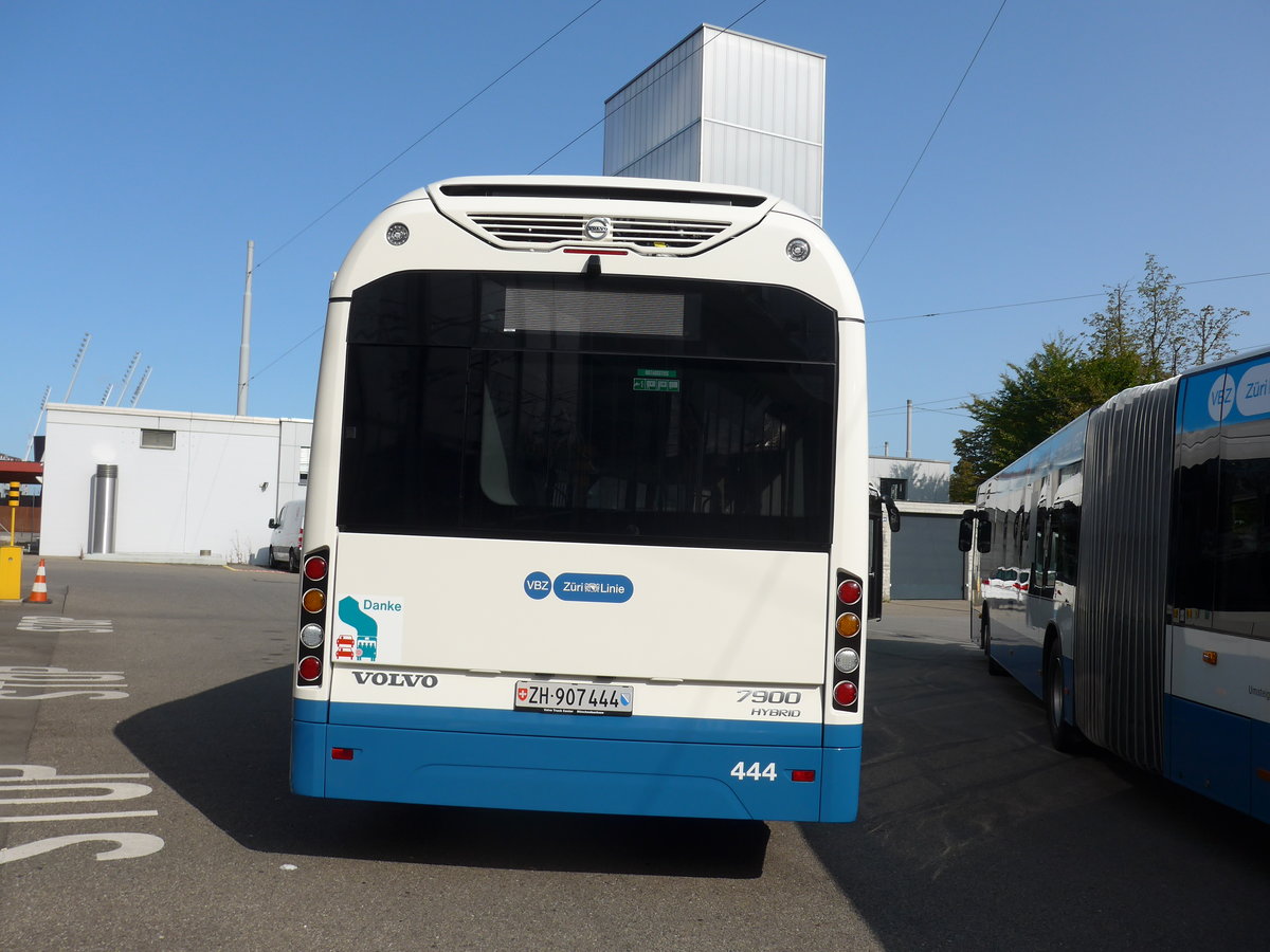 (183'703) - VBZ Z�rich - Nr. 444/ZH 907'444 - Volvo am 20. August 2017 in Z�rich, Garage Hardau