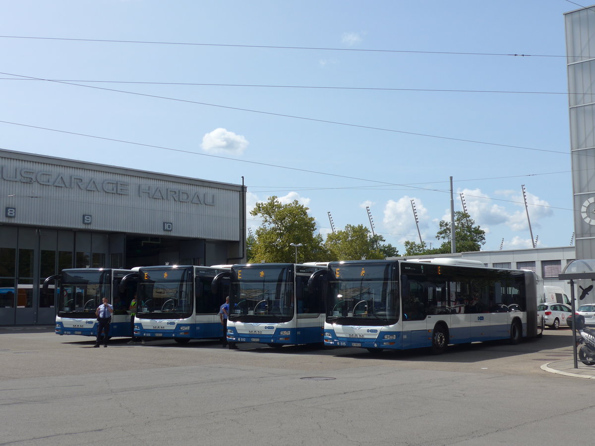 (183'743) - VBZ Z�rich - Nr. 515/ZH 708'515 - MAN am 20. August 2017 in Z�rich, Garage Hardau