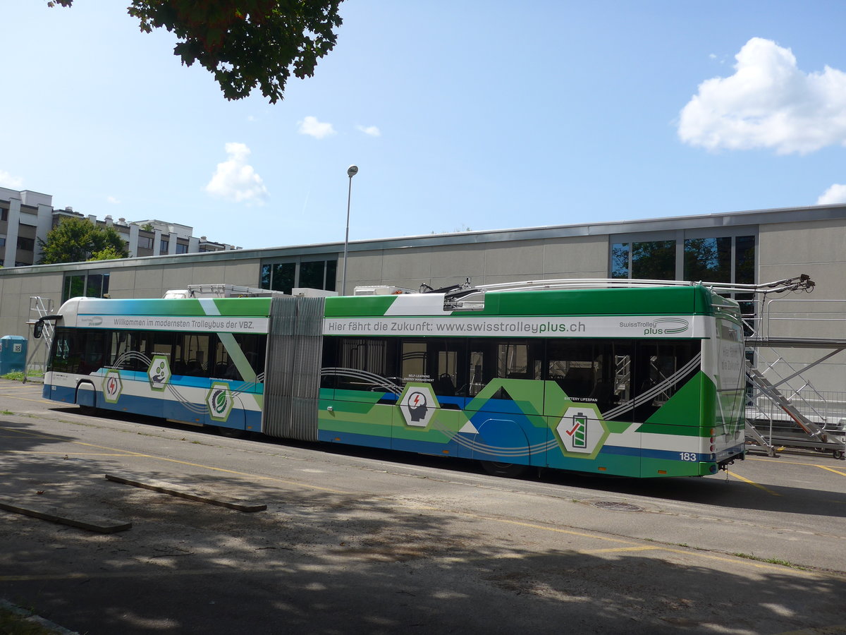 (183'745) - VBZ Z�rich - Nr. 183 - Hess/Hess Gelenktrolleybus am 20. August 2017 in Z�rich, Garage Hardau